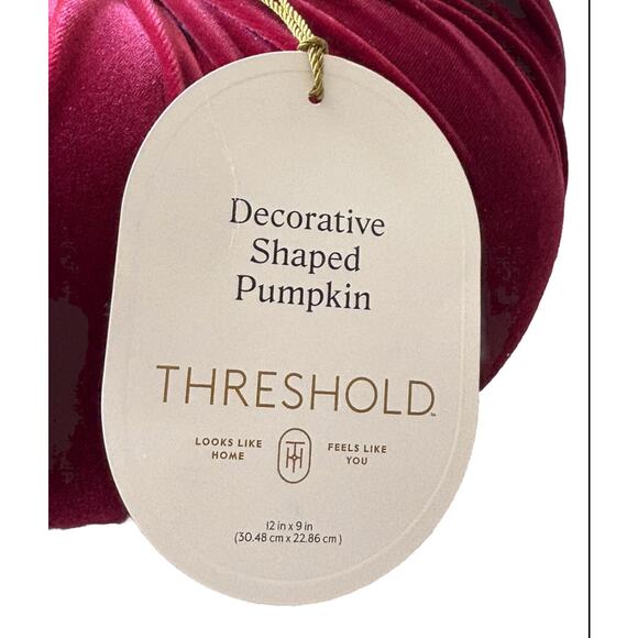 Threshold Pumpkin Shaped Velvet Throw Pillow Red New - Picture 3 of 6